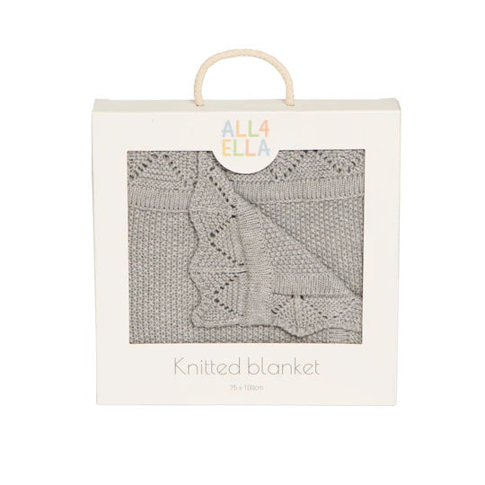 All 4 Ella Knitted Blanket - Light Grey