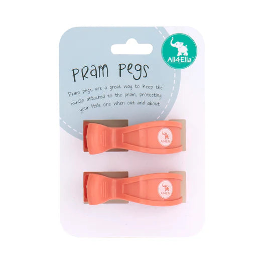 All 4 Ella Pram Pegs 2 Pack - Coral