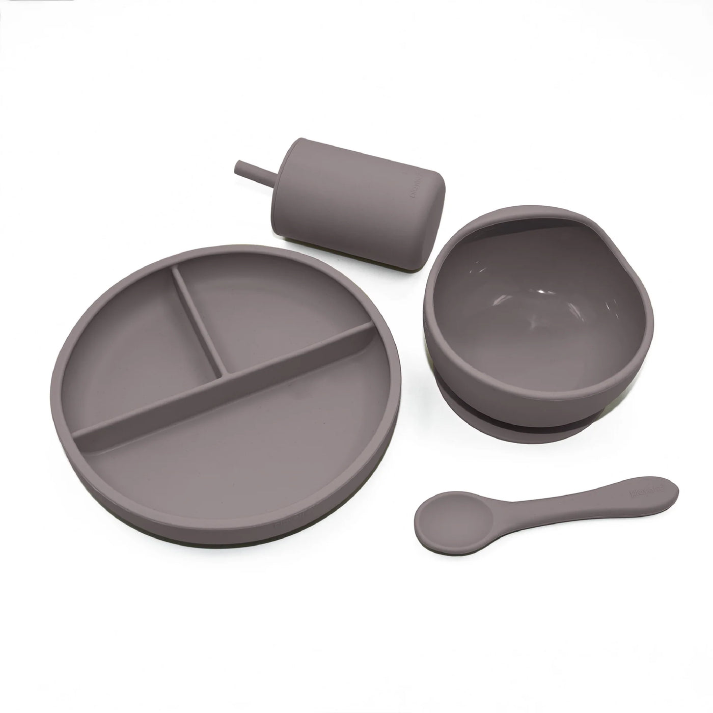 Playette Baby Silicone Feeding Set - 4 Piece - Grey