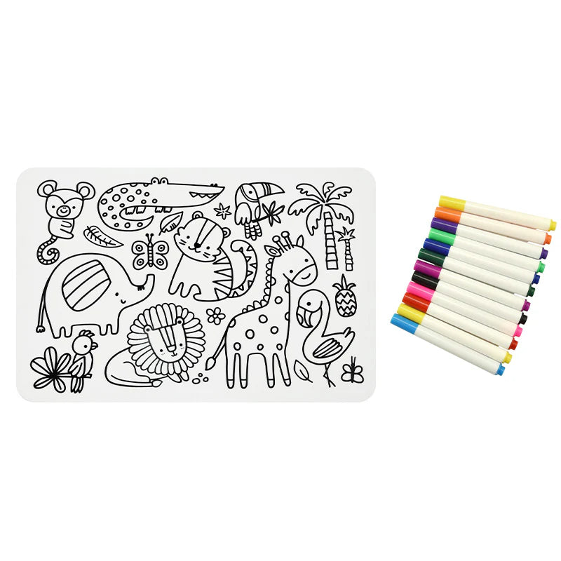 Playette Silicone Painting Pad With 12 Erasable Pens