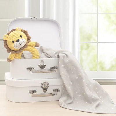 Living Textiles Jersey Swaddle & Rattle Gift Set - Stars/Lion