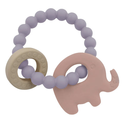 Playground Silicone Elephant Teether Ring - Lilac