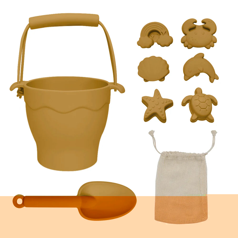 Playground Silicone 8 Piece Bucket and Spade Set - Sunshine