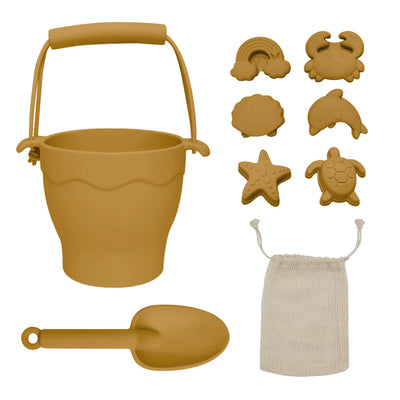 Playground Silicone 8 Piece Bucket and Spade Set - Sunshine