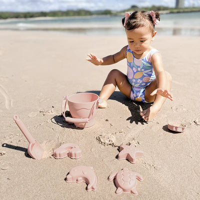 Playground Silicone 8 Piece Bucket and Spade Set - Rose