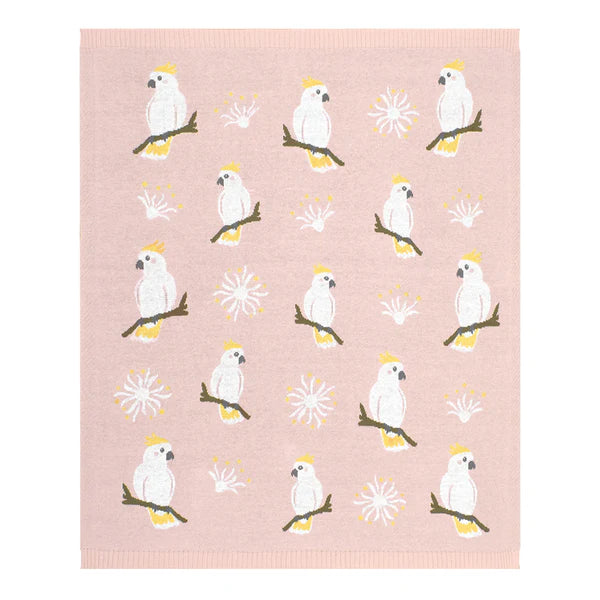 Living Textiles Latviana Baby Blanket - Cockatoo/Blush