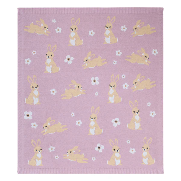 Living Textiles Whimsical Baby Blanket - Bunny/Lilac