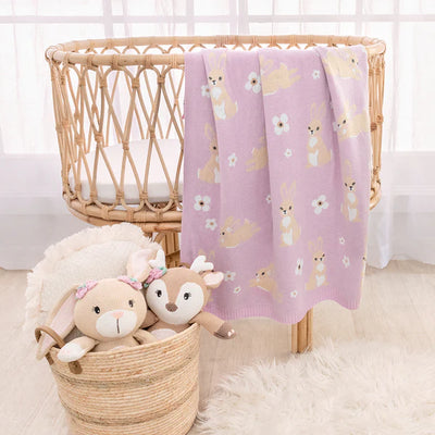 Living Textiles Whimsical Baby Blanket - Bunny/Lilac