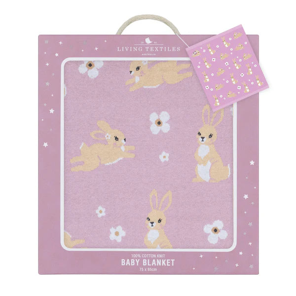 Living Textiles Whimsical Baby Blanket - Bunny/Lilac