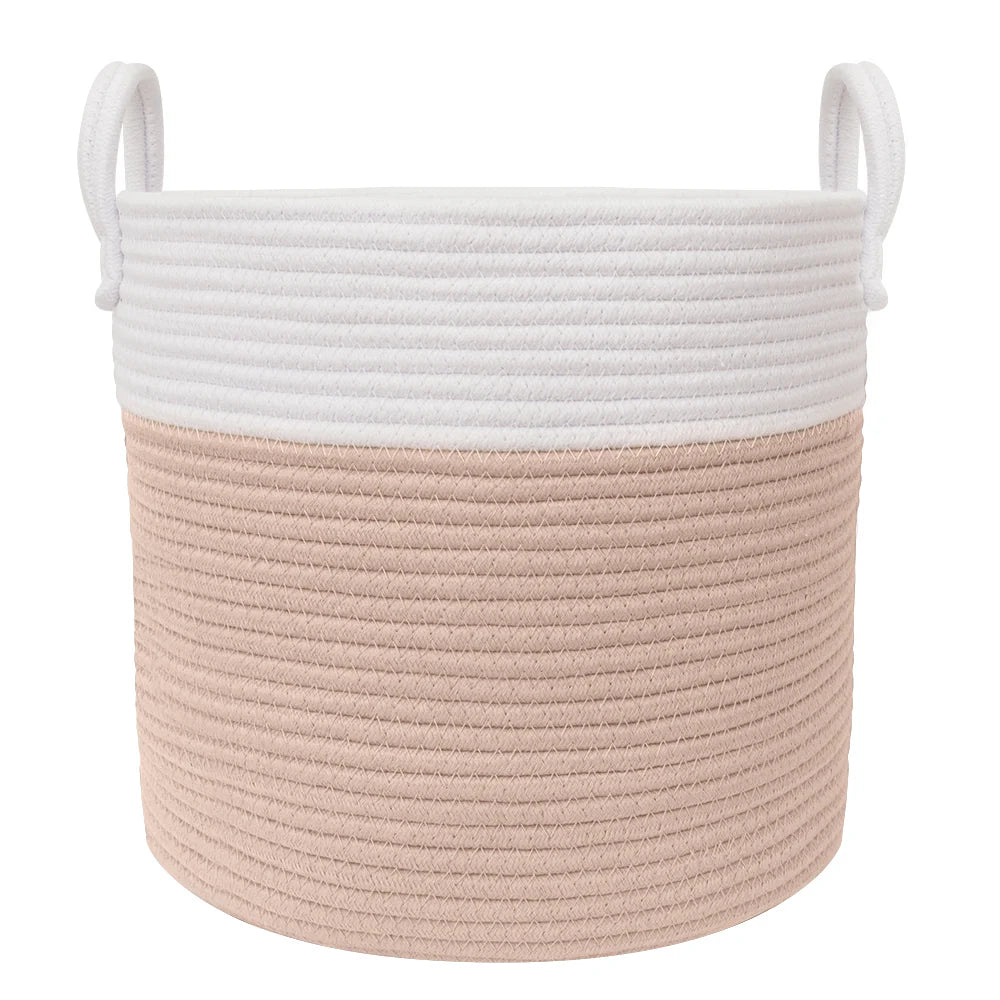 Living Textiles 100% Cotton Rope Hamper Medium - Blush