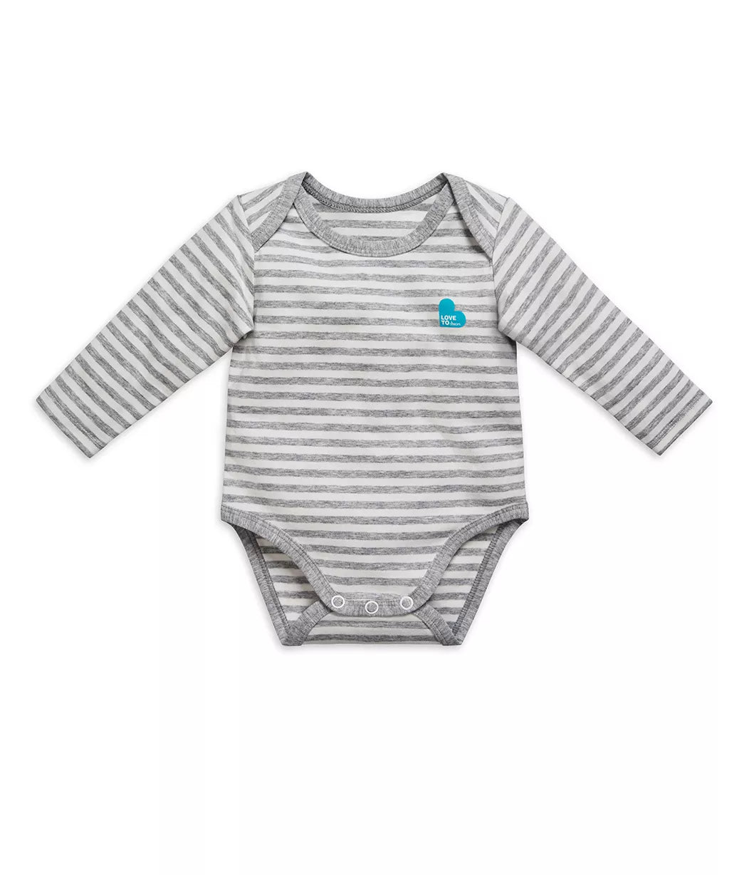 Love To Dream Cotton Long sleeve Bodysuit - Grey Stripe