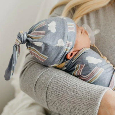 Copper Pearl Top Knot Hat - Hope Suns & Rainbow Print