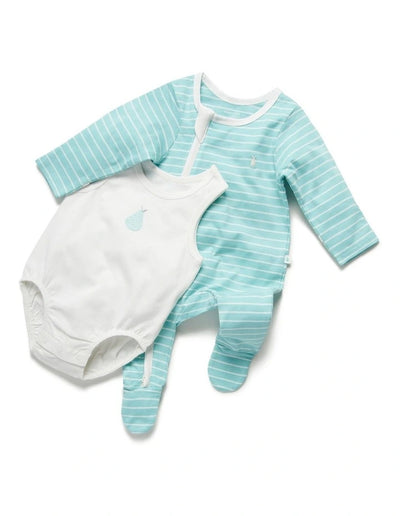 Little Green & Co Core Zip Onesie & Bodysuit 2 Pack - Ice