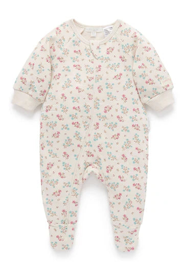 Purebaby Fleece Zip Growsuit - Mist Floral