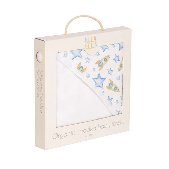 All 4 Ella Organic Hooded Towel - Rocket