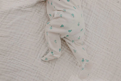 Little Green & Co Core Jersey Zip Onesie - Pear AOP