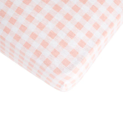 All 4 Ella Organic Jersey Cot Sheets - Gingham Strawberry