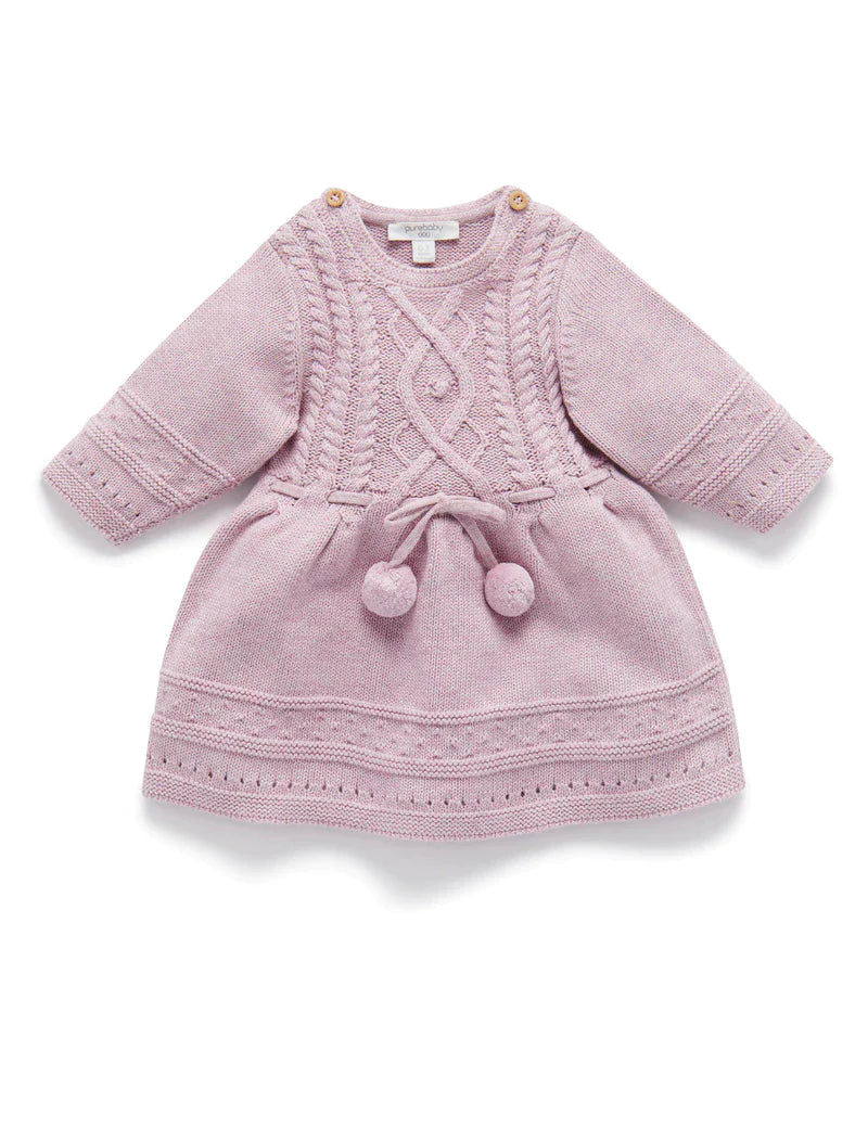 Purebaby Cable Dress - Lavender