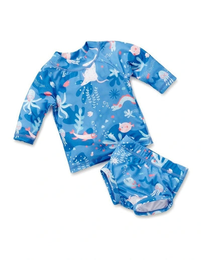 Little Green & Co Long Sleeve Rash Vest & Nappy Cover Set - Marine Crew