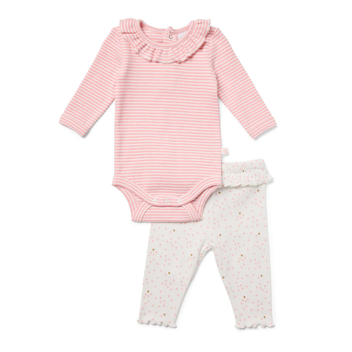 Marquise Flutter Hearts Bodysuit and Footless Legging 2 Piece Set