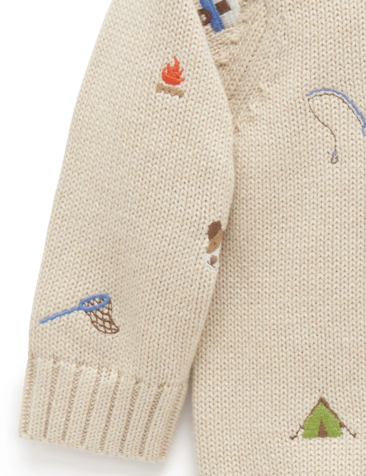 Purebaby Forest Embroidered Jumper - Biscuit Melange