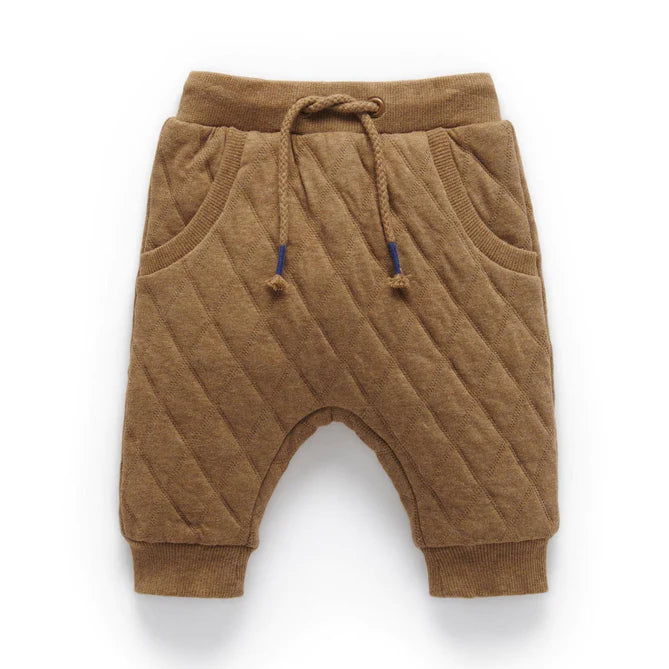 Purebaby Quilted Track Pant - Acorn/Indigo Melange