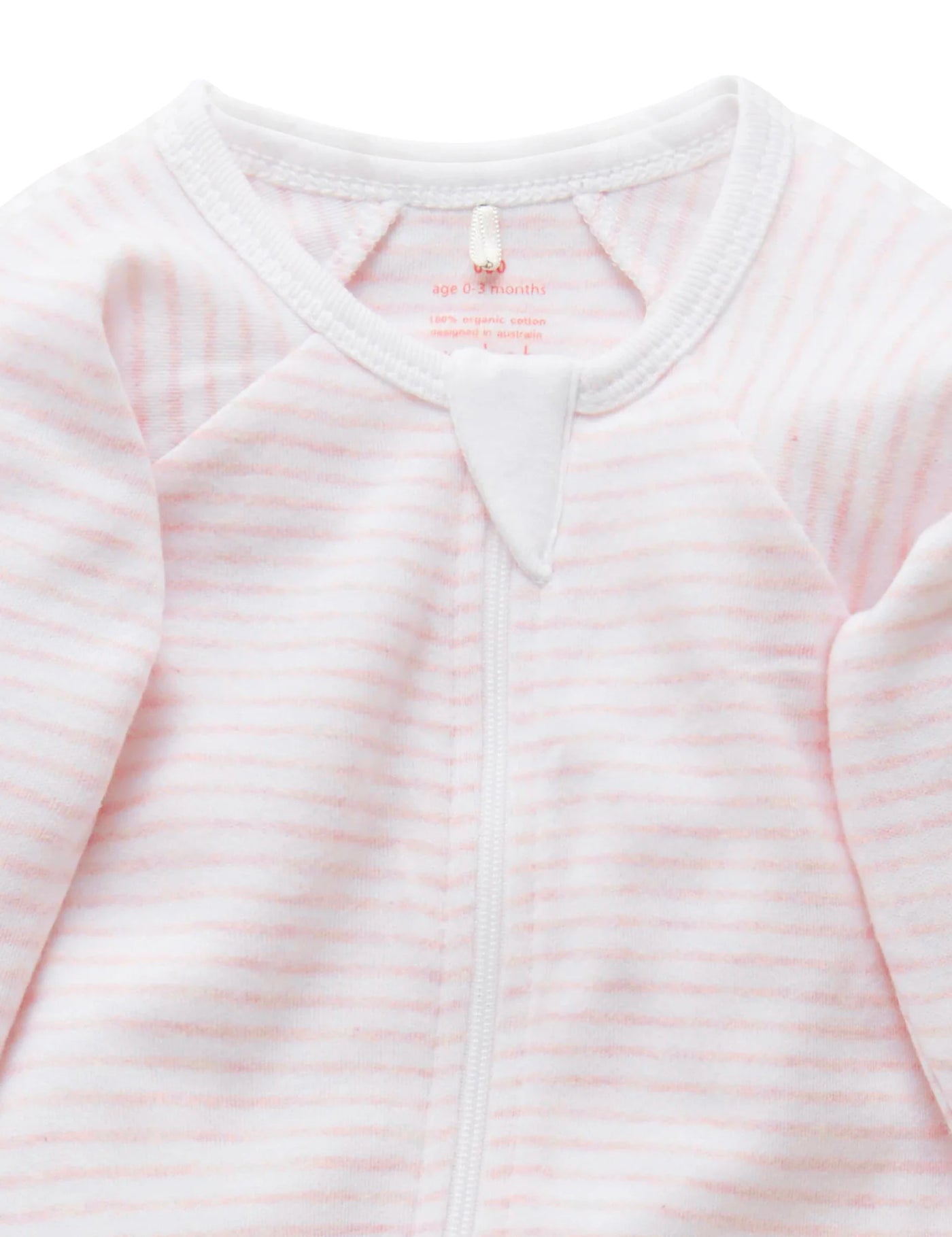 Purebaby Organic Zip Growsuit - Pale Pink Melange Stripe