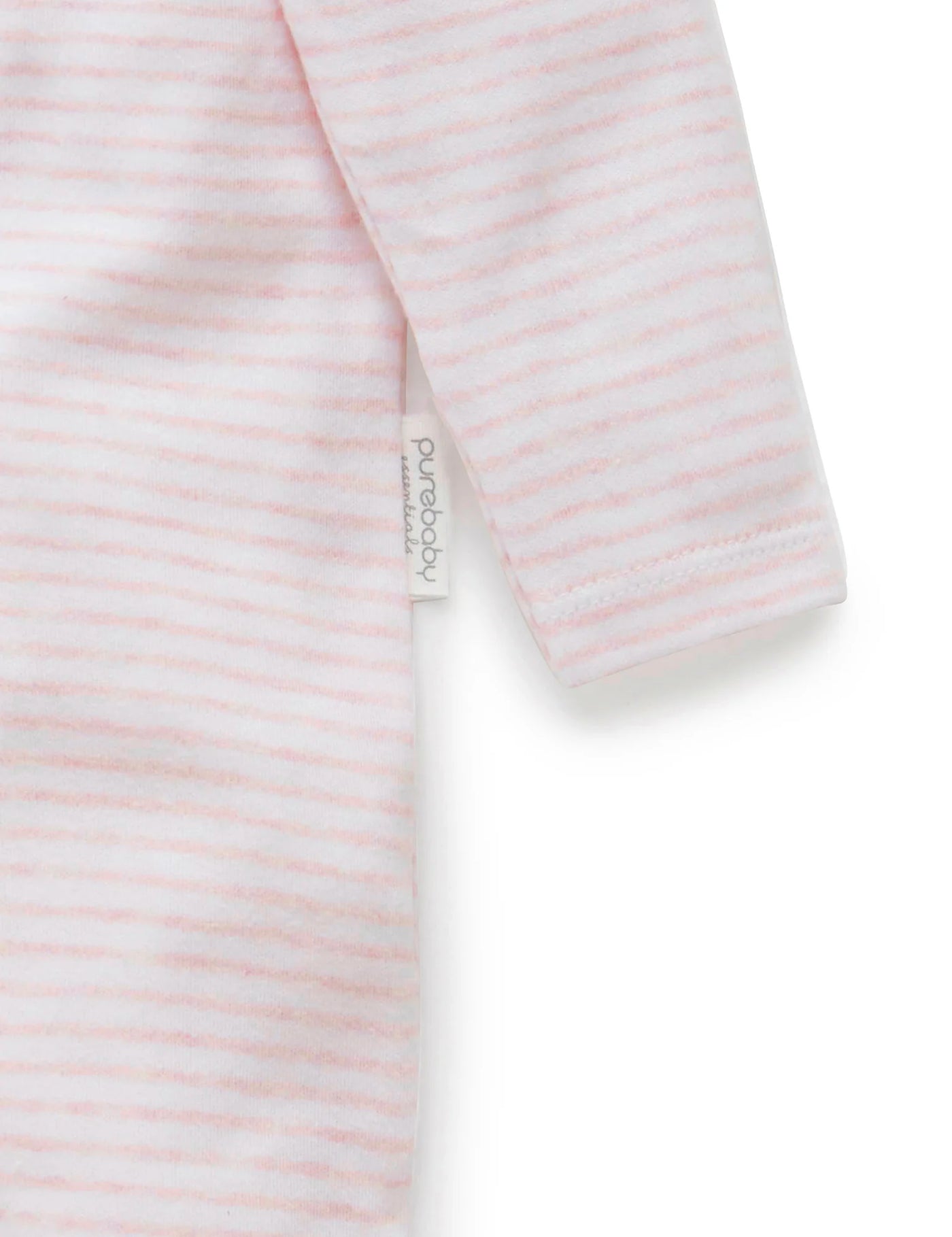 Purebaby Organic Zip Growsuit - Pale Pink Melange Stripe