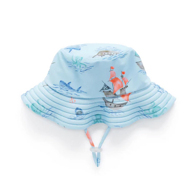 Purebaby Boys Broad Brim Hat - Pirate Ship Print