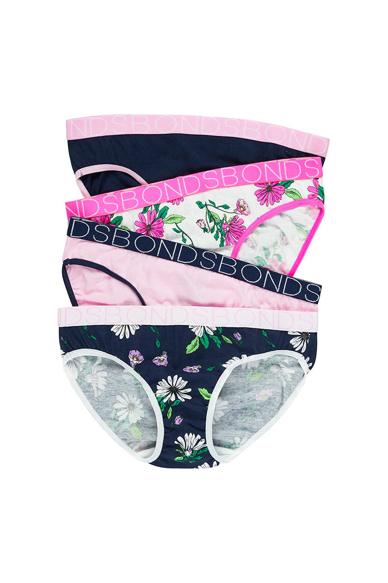 Bonds Girls Bikini 4 Pack - Navy Floral Pack