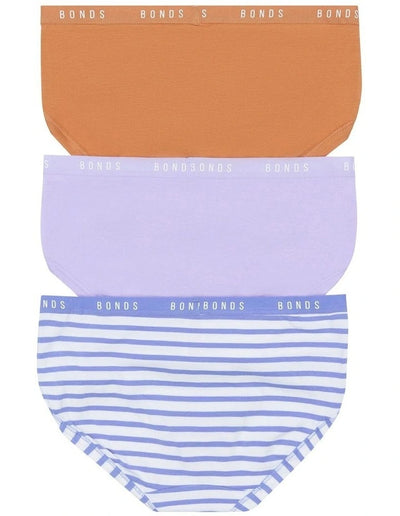 Bonds Womens Cottontails Midi Briefs 3 Pack - Still Life Stripe