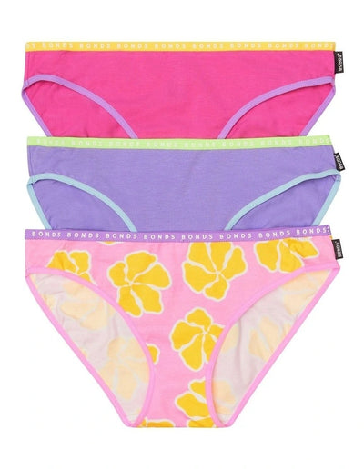 Bonds Womens Hipster Bikini 3 Pack - Sweet Summer Print/Purple/Pink