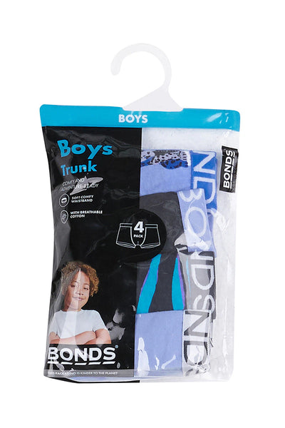 Bonds Boys Trunk 4 Pack - Leo Leopard