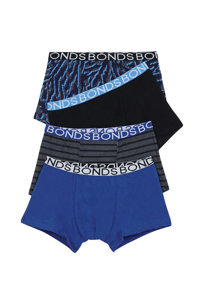 Bonds Boys Trunk 4 Pack - Blue Print