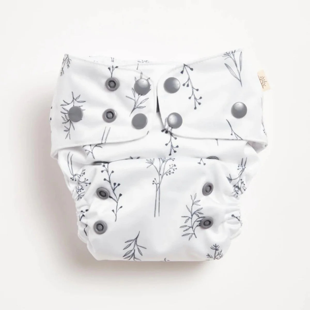 EcoNaps Cloth Nappy - Grey Folk Botanical