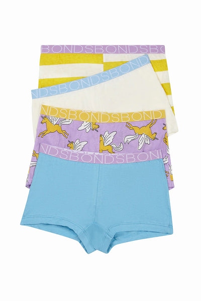 Bonds Girls Shortie 4 Pack - Folklore Rugby Stripe