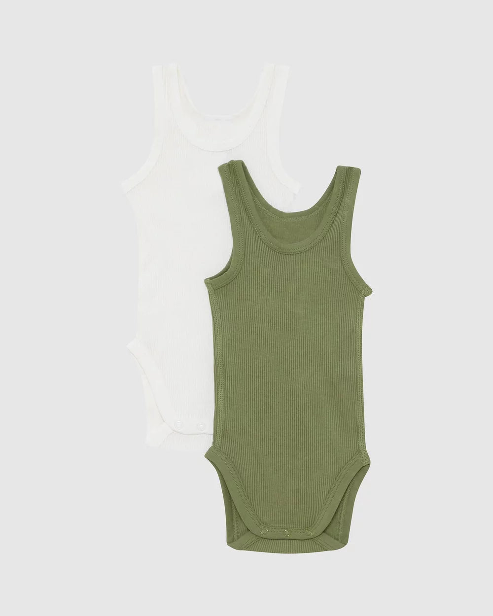 Bonds Organic Rib Singlet Bodysuit 2 Pack - Kelpie / Marscapone