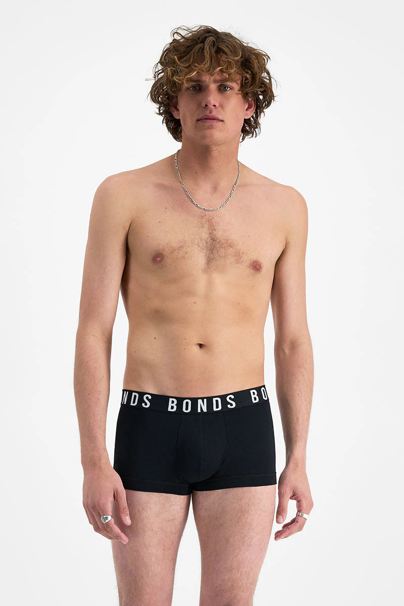 Bons Mens Icons Low Rise Trunk 3 Pack - Black