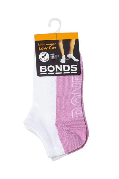 Bonds Kids Logo Light Low Cut Socks 4 Pack - Pastel Denim/Lilac/Pink/Green