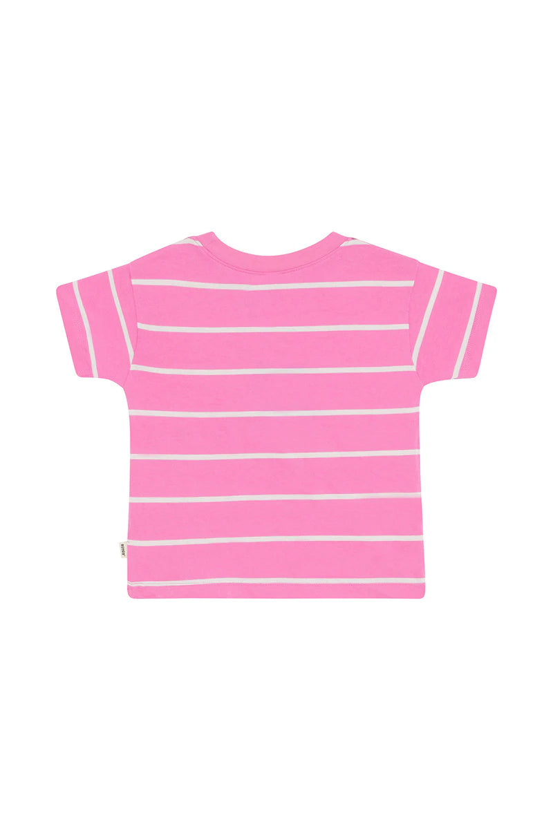 Bonds Kids Short Sleeve Crew Tee - Bonds Rugby Stripe Pink