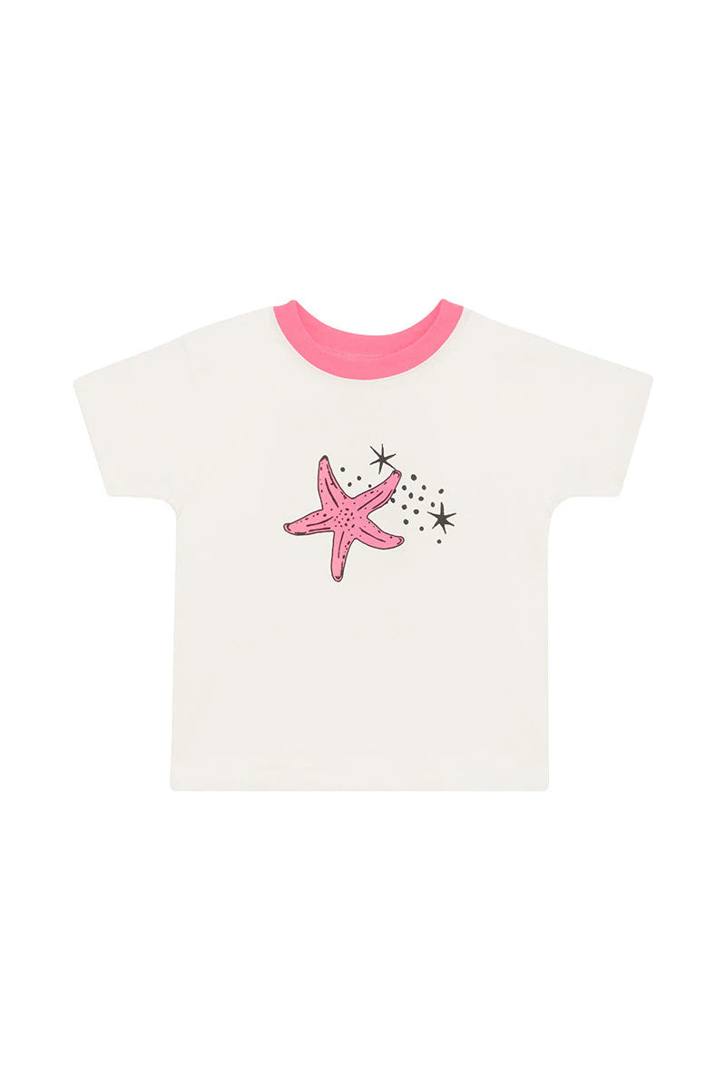 Bonds Kids Short Sleeve Crew Tee - Starry Seaside White