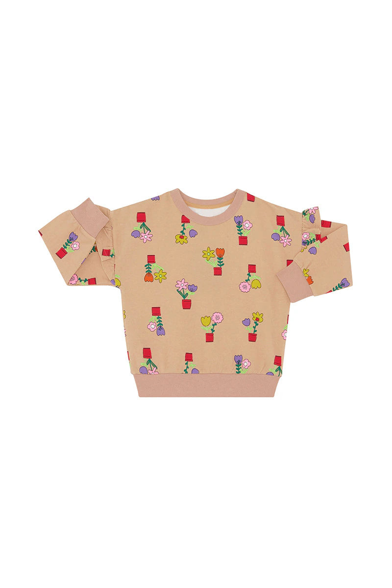 Bonds Kids Soft Threads Frill Pullover - Flower Pots Spiced Honey