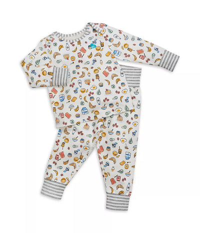 Love To Dream Kids Long Sleeve Pyjama Set - Breakfast White