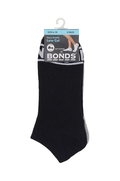 Bonds Mens Bonds 100 Trainer 3 Pack - Black/Grey/White