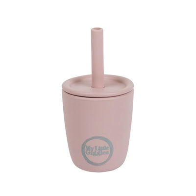 My Little Giggles Silicone Mini Drinking Cup & Straw - Dusty Lilac