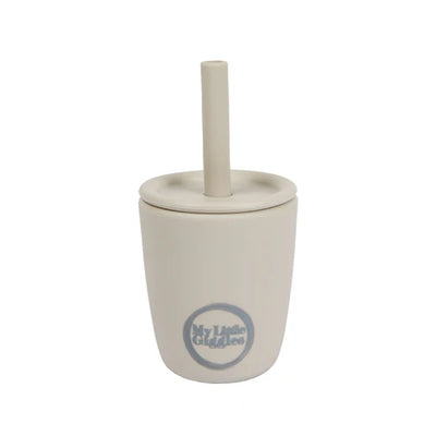 My Little Giggles Silicone Mini Drinking Cup & Straw - Light Grey