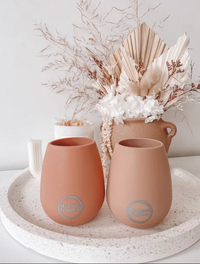 My Little Giggles Silicone Tumbler 2 Pack - Muted & Apricot