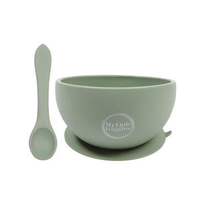 My Little Giggles Silicone Bowl & Spoon Set - Sage