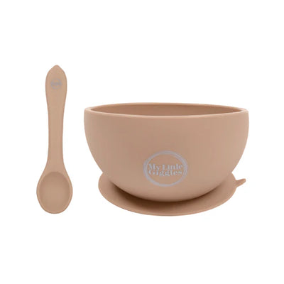 My Little Giggles Silicone Bowl & Spoon Set - Apricot