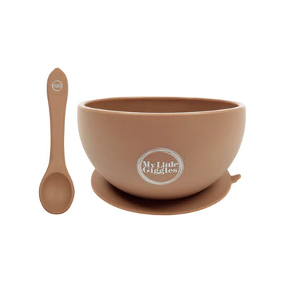 My Little Giggles Silicone Bowl & Spoon Set - Clay